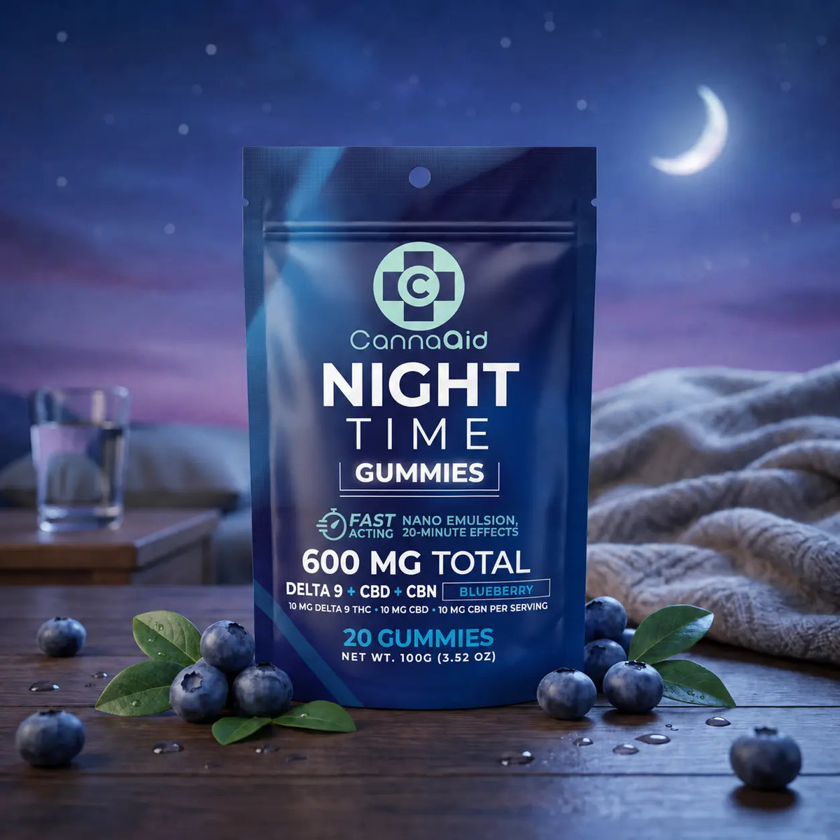 Buy CannaAid Night Time Gummies - Blueberry (20ct - Bulk) Wholesale CannaAid