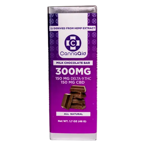 CannaAid Delta 8+ CBD Dark and Milk Chocolate Bar 300 mg