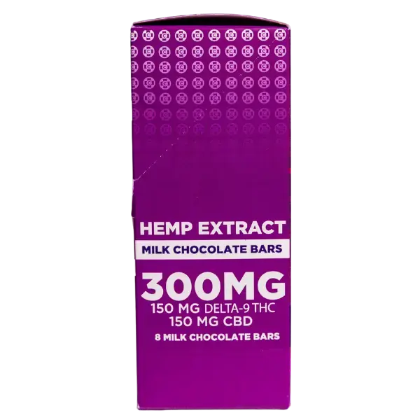 Sideview of CannaAid Delta-9 THC + CBD Milk Chocolate Bars 300 mg