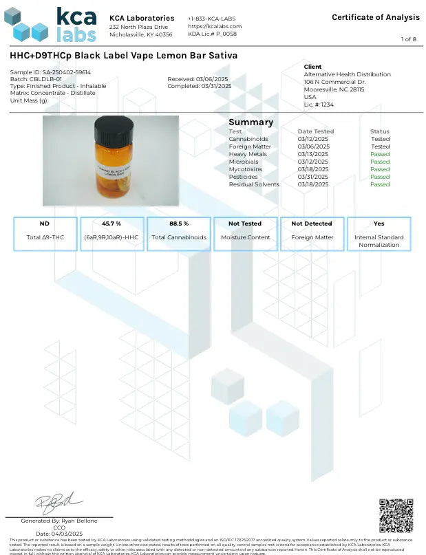 Buy HHC + Delta 9 THCP Black Label (Bulk) Wholesale AH DIST