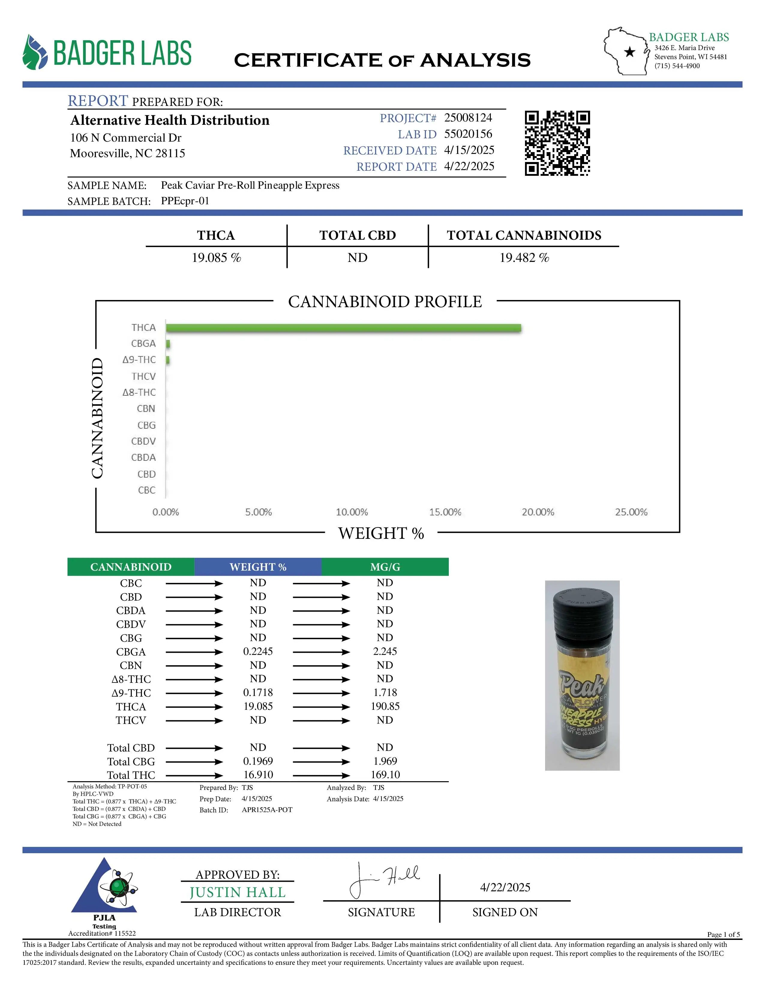 Buy Peak THCA Caviar Diamond Pre-Roll 1G (Bulk) Wholesale AH DIST