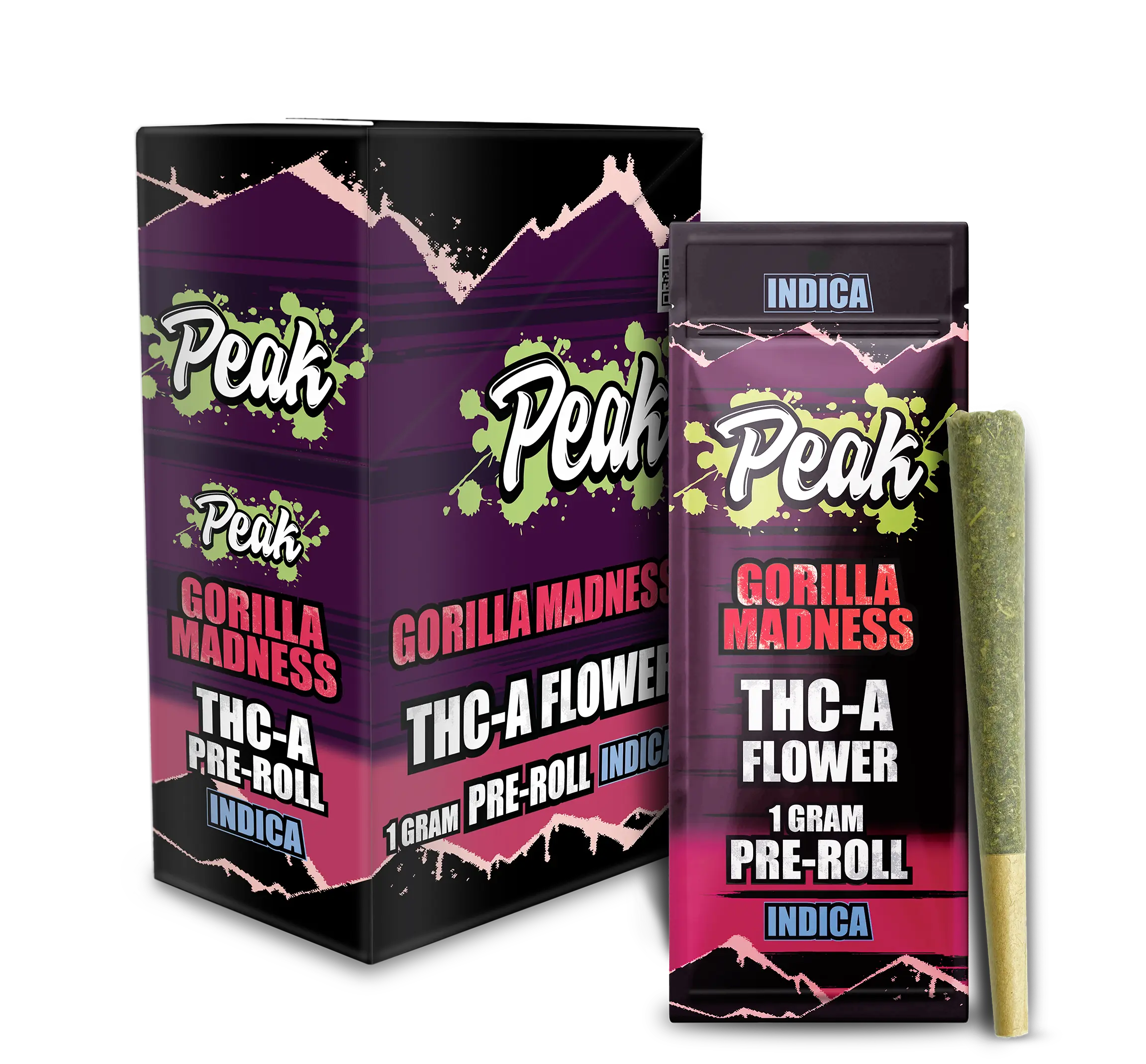 Buy Peak THCA Flower Pre-rolls 1CT x10 Gorilla Madness Indica Wholesale AH DIST