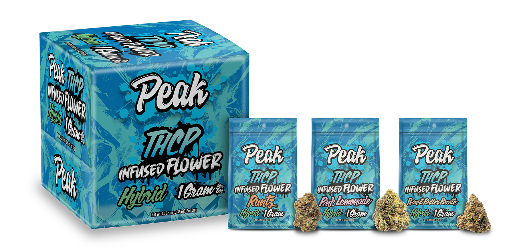 Buy Peak THCP Infused 1G Flower Bags - 30ct (Bulk) Wholesale AH DIST