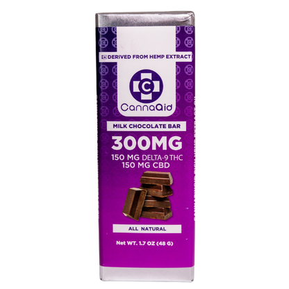 CannaAid Delta 8+ CBD Dark and Milk Chocolate Bar 300 mg