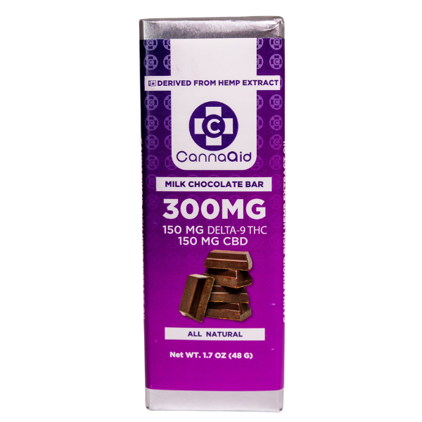 CannaAid Delta 8+ CBD Dark and Milk Chocolate Bar 300 mg