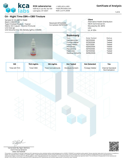 Buy CannaAid CBN + CBD Tincture 3000mg Wholesale AH DIST