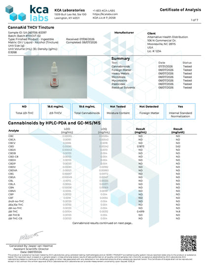 Buy CannaAid THCV Tincture 500mg  (Bulk) Wholesale AH DIST