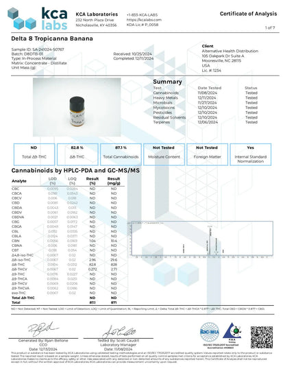 Buy D8 Tropicana Banana Vape Cartridge Wholesale CannaAid