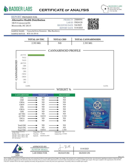 Buy D9 THC Gummies 10MG - Blue Razzberry Wholesale AH DIST