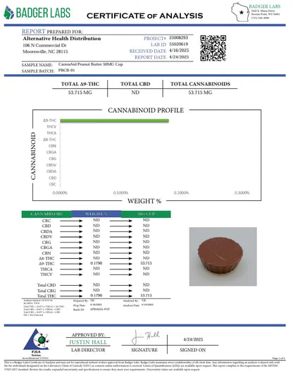 Buy Delta 9 THC Peanut Butter Cups 50mg (Bulk) Wholesale AH DIST