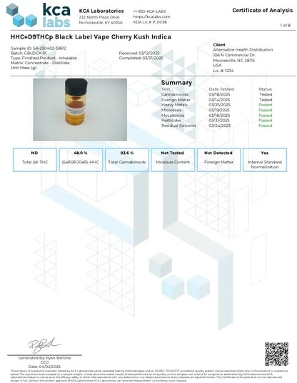 Buy HHC + Delta 9 THCP Black Label (Bulk) Wholesale AH DIST