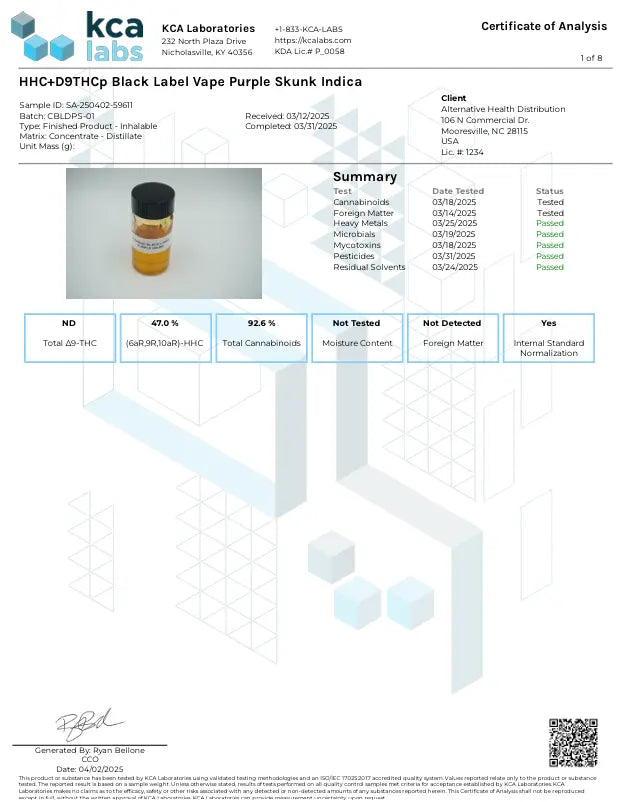Buy HHC + Delta 9 THCP Black Label (Bulk) Wholesale AH DIST