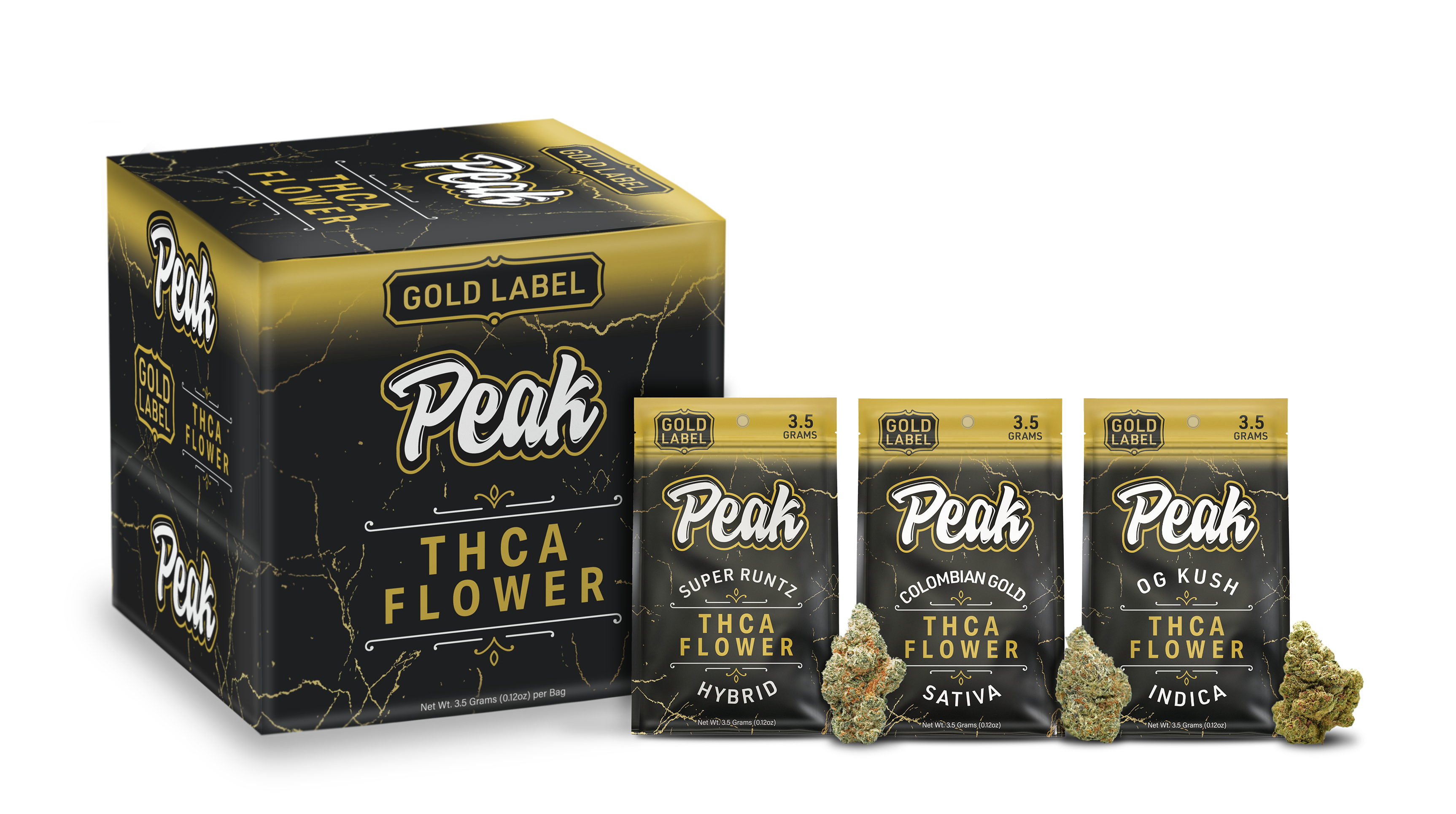 Buy Peak Gold Label THCA Flower - 3.5g (Bulk) Wholesale AH DIST