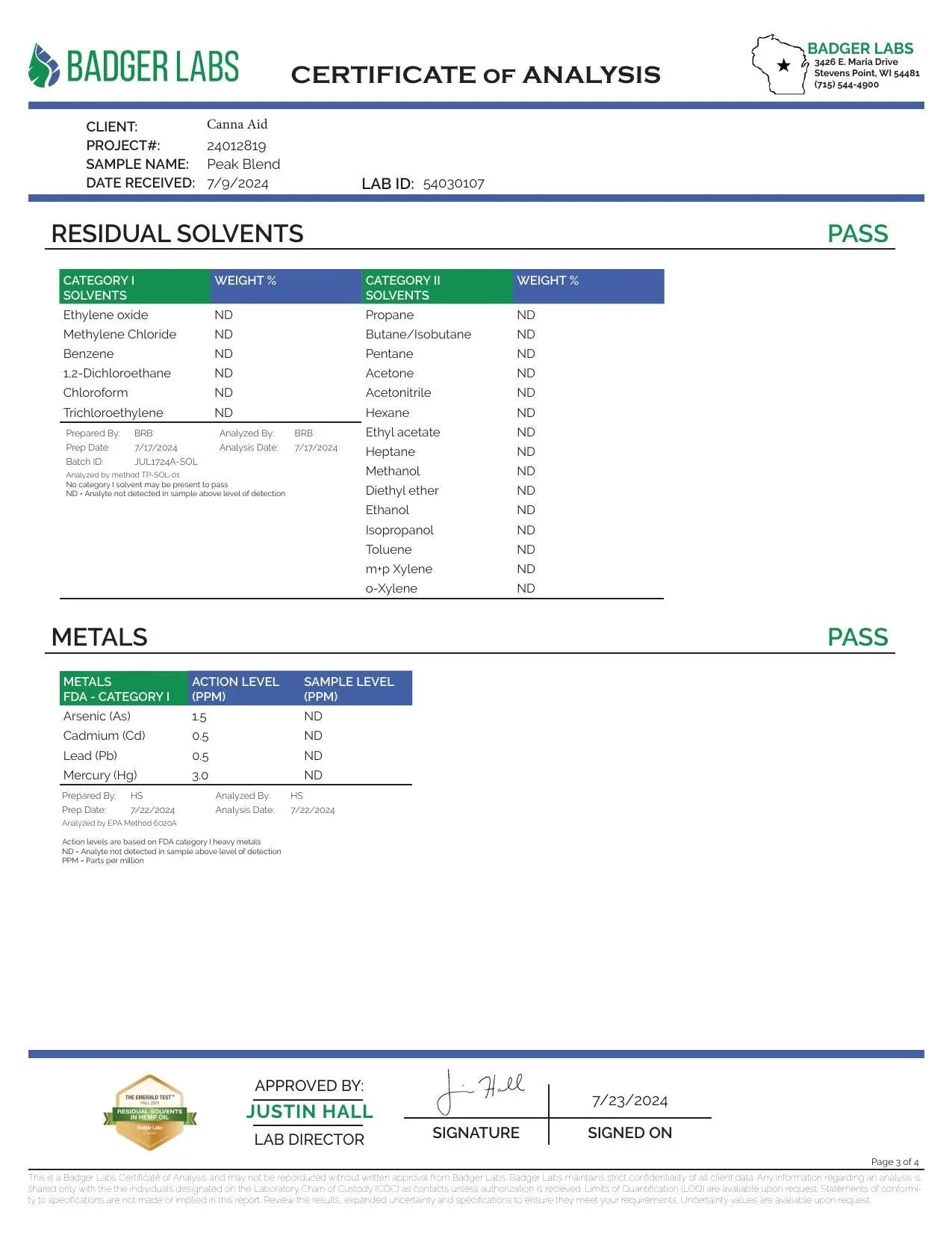 Peak Blend COA-3
