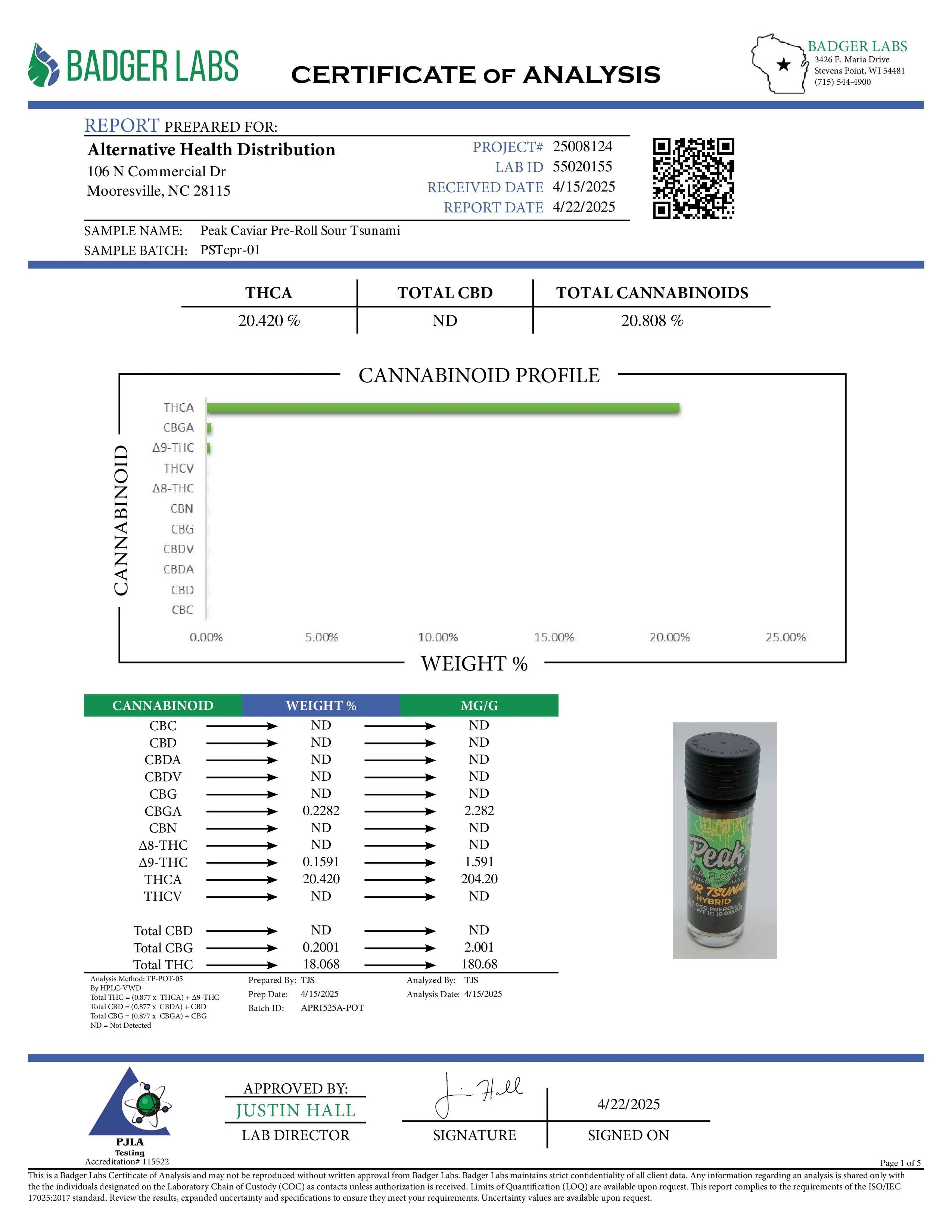 Buy Peak THCA Caviar Diamond Pre-Roll 1G (Bulk) Wholesale AH DIST