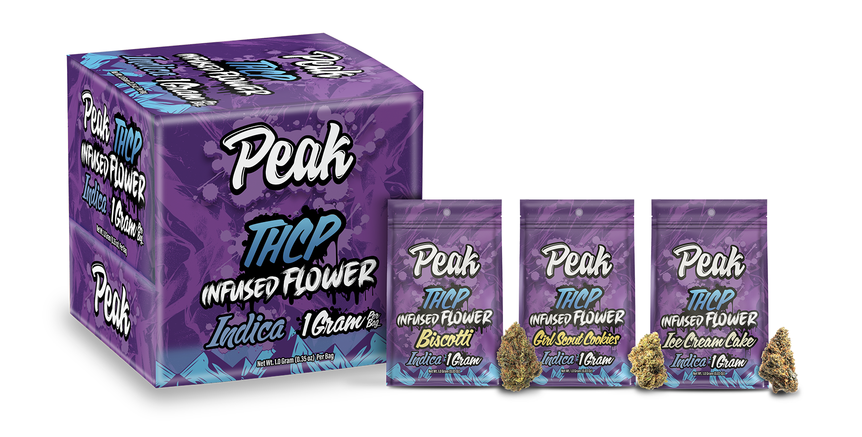 Buy Peak THCP Infused 1G Flower Bags - 30ct (Bulk) Wholesale AH DIST