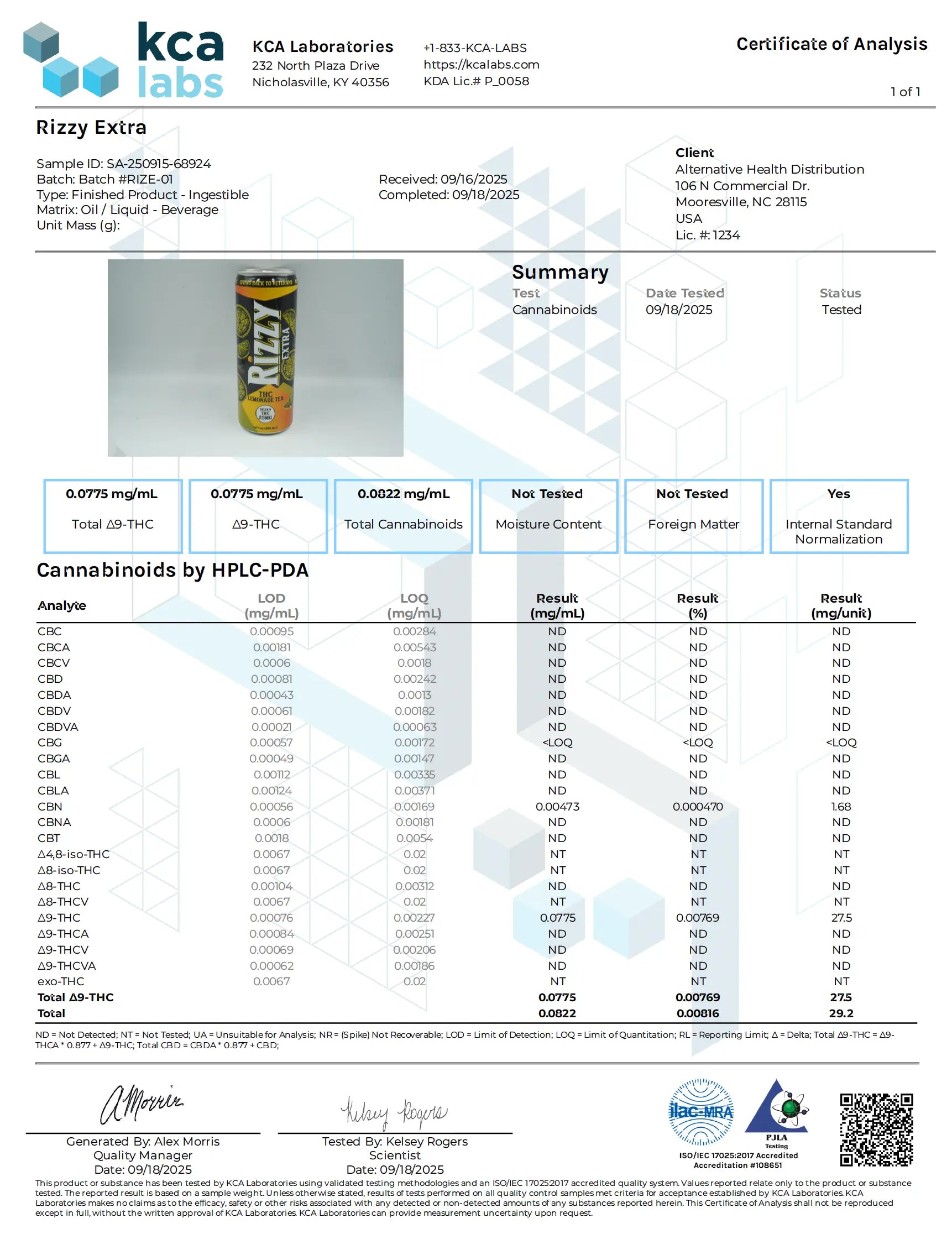 Buy RIZZY EXTRA THC Lemonade Tea Wholesale CannaAid