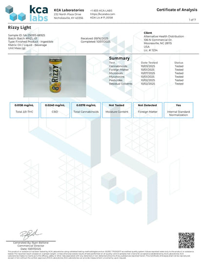 Buy RIZZY LIGHT THC Lemonade Tea Wholesale CannaAid